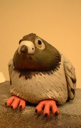 Silicone pigeon stop-motion puppet finished