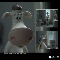 A few shots with the stop-motion cow puppet from the commercial