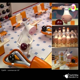 Bowling stop-motion cow puppet