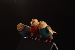 Bird stop-motion animation puppets ready for action