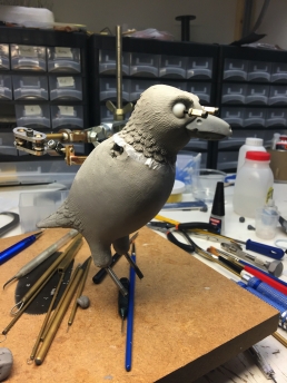 Work in progress on the sculpture of the crow body