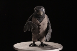 The finished crow silicone stop-motion puppet