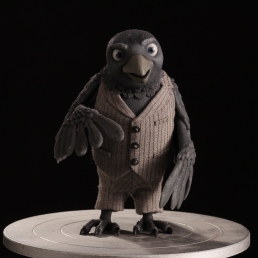 The finished crow silicone stop-motion puppet