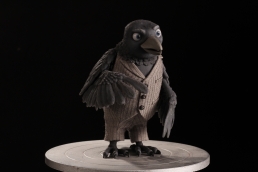 The finished crow silicone stop-motion puppet