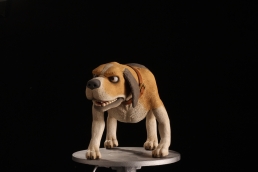 The finished stop-motion dog puppet