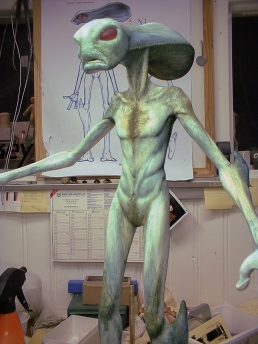 Alien puppet during paint