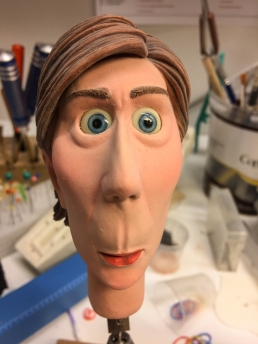Stop-motion animation puppet head with silicone skin