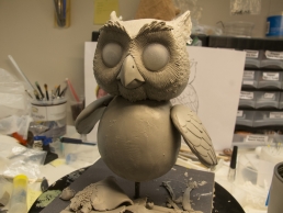 The Owl puppet during the sculpting