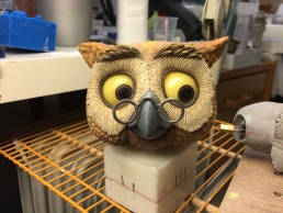 The finished Owl stop-motion puppet expression test