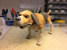 The finished stop-motion dog puppet