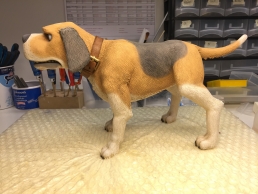 The finished stop-motion dog puppet