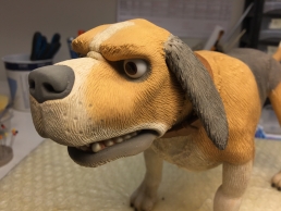 Testing some expressions on the finished stop-motion dog puppet