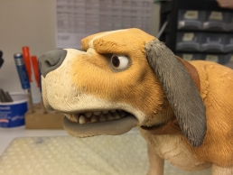 Testing some expressions on the finished stop-motion dog puppet