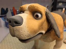 Testing some expressions on the finished stop-motion dog puppet