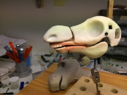 Fresh paint on the silicone teeth on the finished head mechanics