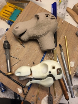 Work in progress on the moose head mechanics with a silicone test skin