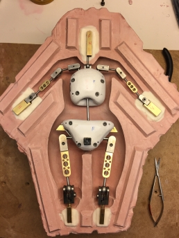Armature positioned in the mold ready for foam