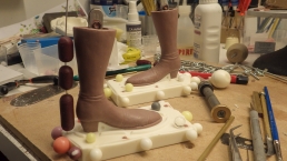 Working on the molds for the boots